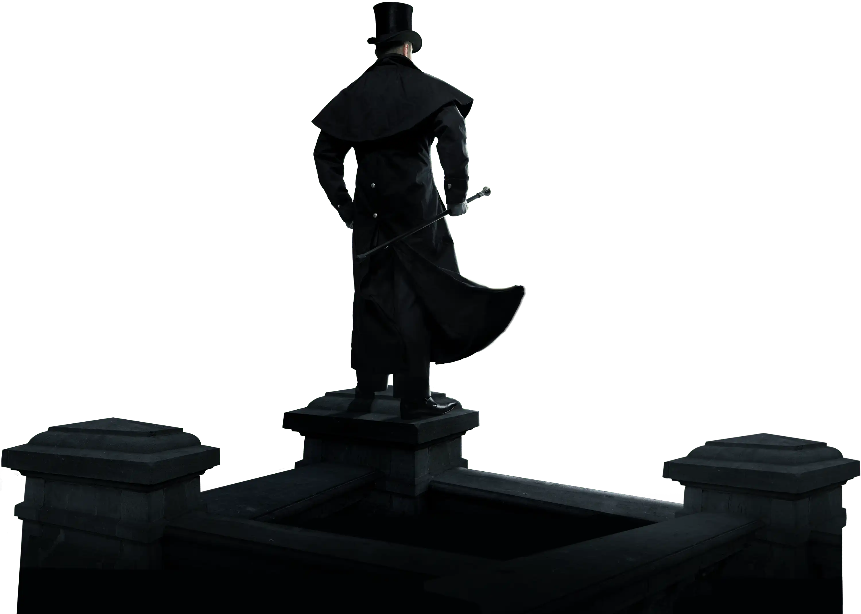 Silhouette of Sherlock Holmes from the back full body
